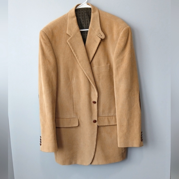 Lauren Ralph Lauren Corduroy Blazer Brown Elbow Patches Mens Size 44L Old Money - Picture 1 of 8